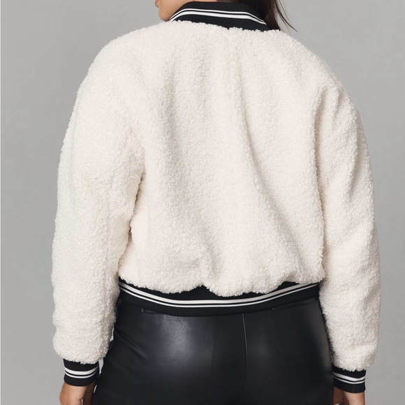 ‼️SOLD‼️Anthropologie Shearling Bomber Jacket Large vegan - Picture 12 of 12
